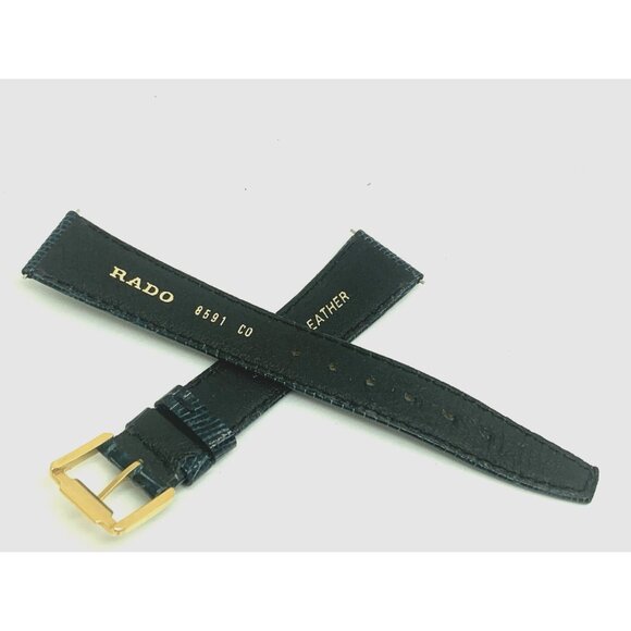 Rado Watch Replacement Band Blue Leather Strap 17mm Lug Gold Steel Buckle - Picture 1 of 8